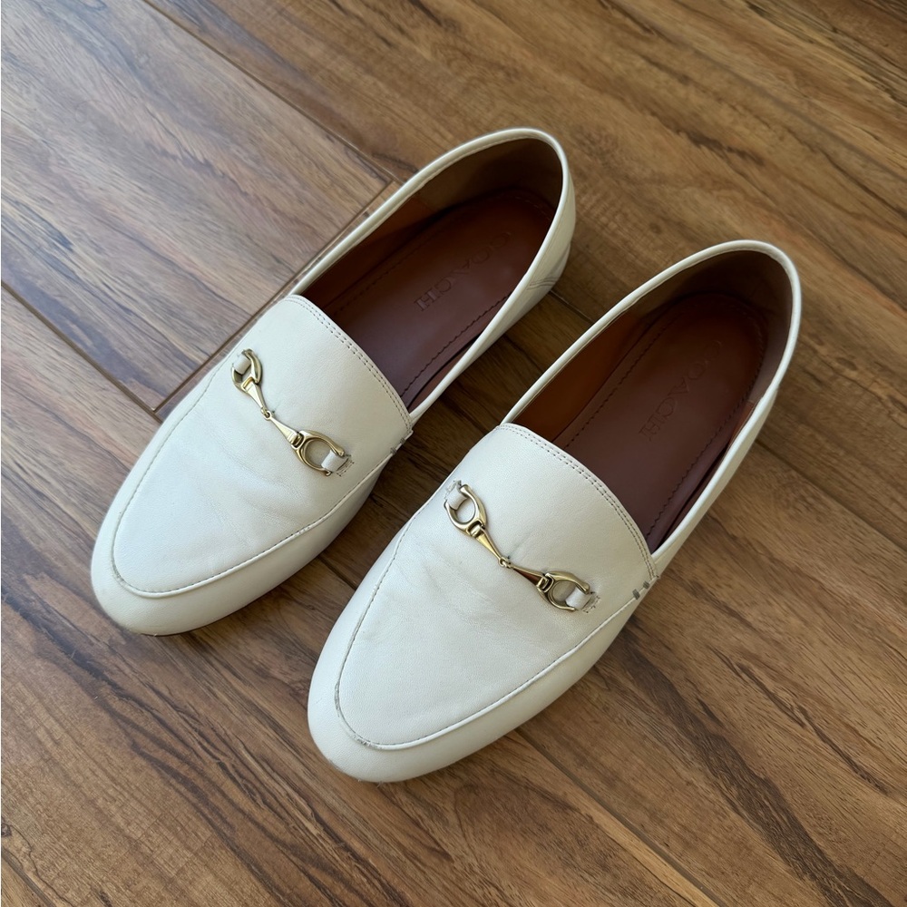 Coach Haley Ivory Leather Loafers